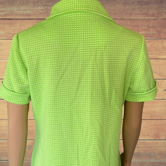 𝅺vintage mod dress 60s neon green 70’s Polyester Checkered Dress Union Made - Picture 11 of 12